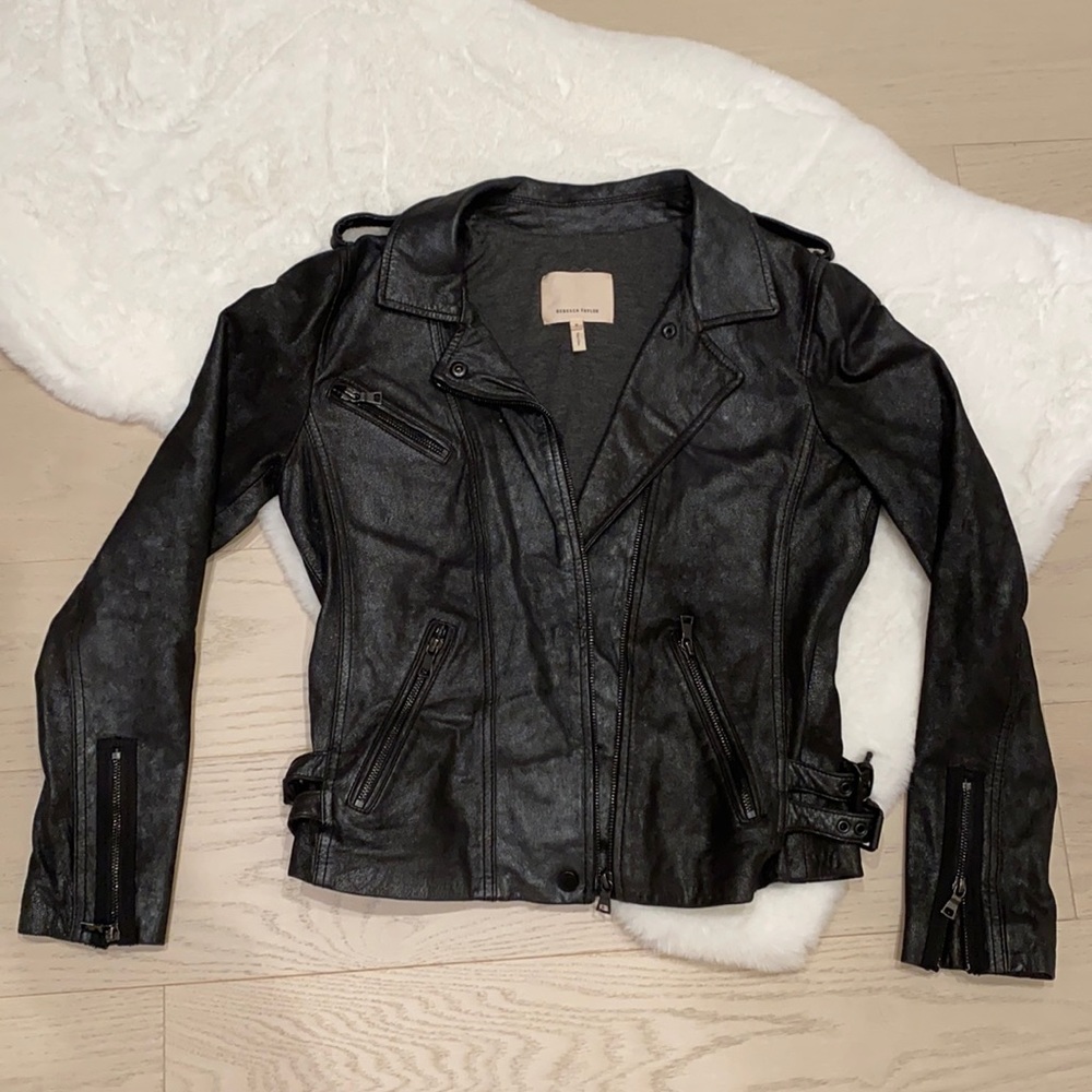 Rebecca Taylor Real Leather Cloth Lined Bomber Jacket